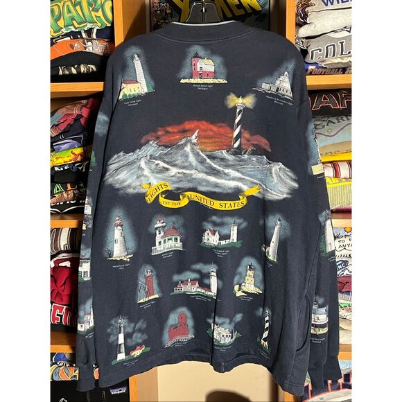Vintage 90s Art Unlimited Lighthouse Of America Cardigan - Picture 4 of 6